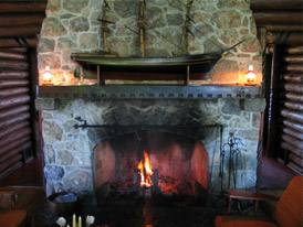 Lodge fireplace